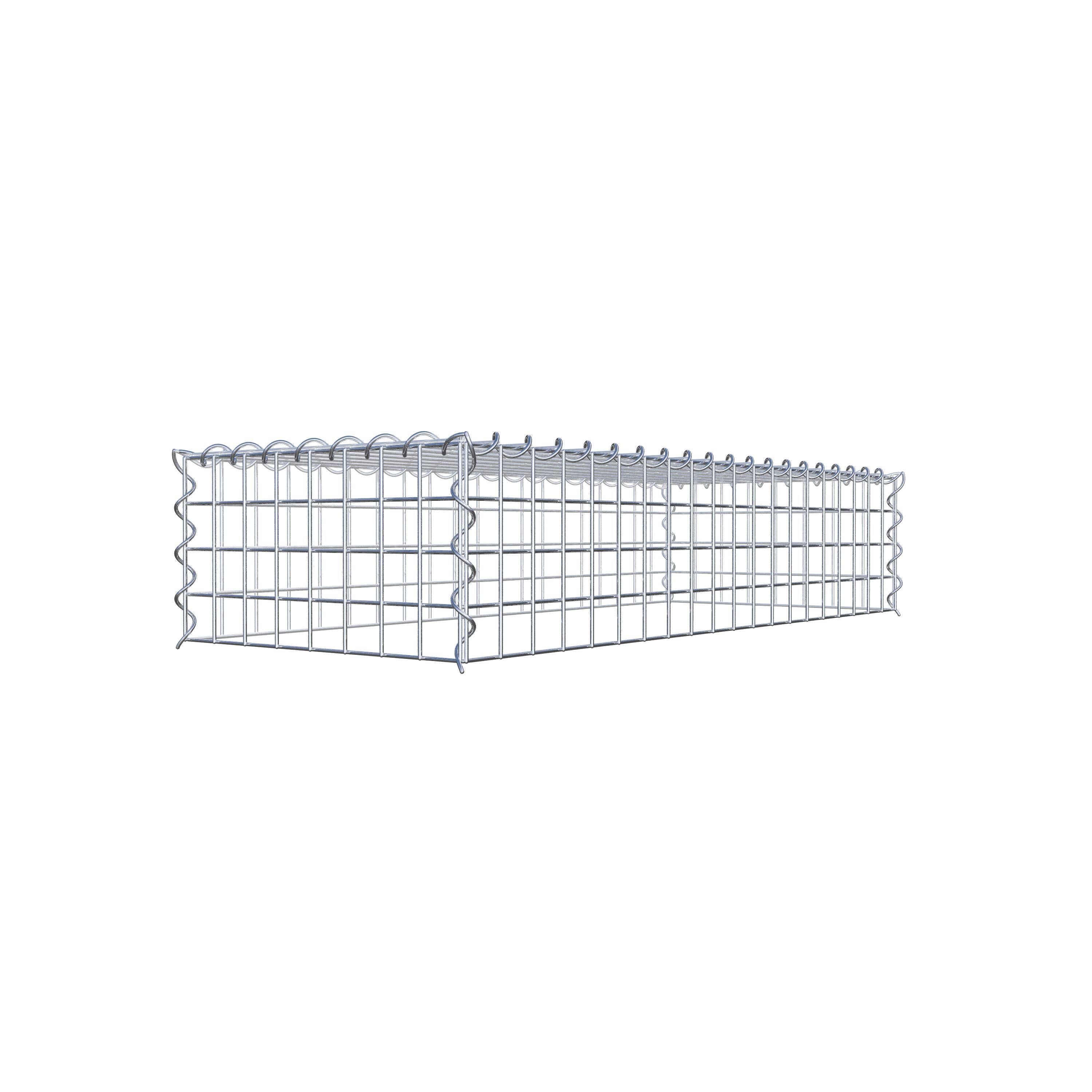 Opvokset gabion type 3 100 cm x 20 cm x 40 cm (L x H x D), maskestørrelse 5 cm x 5 cm, spiral