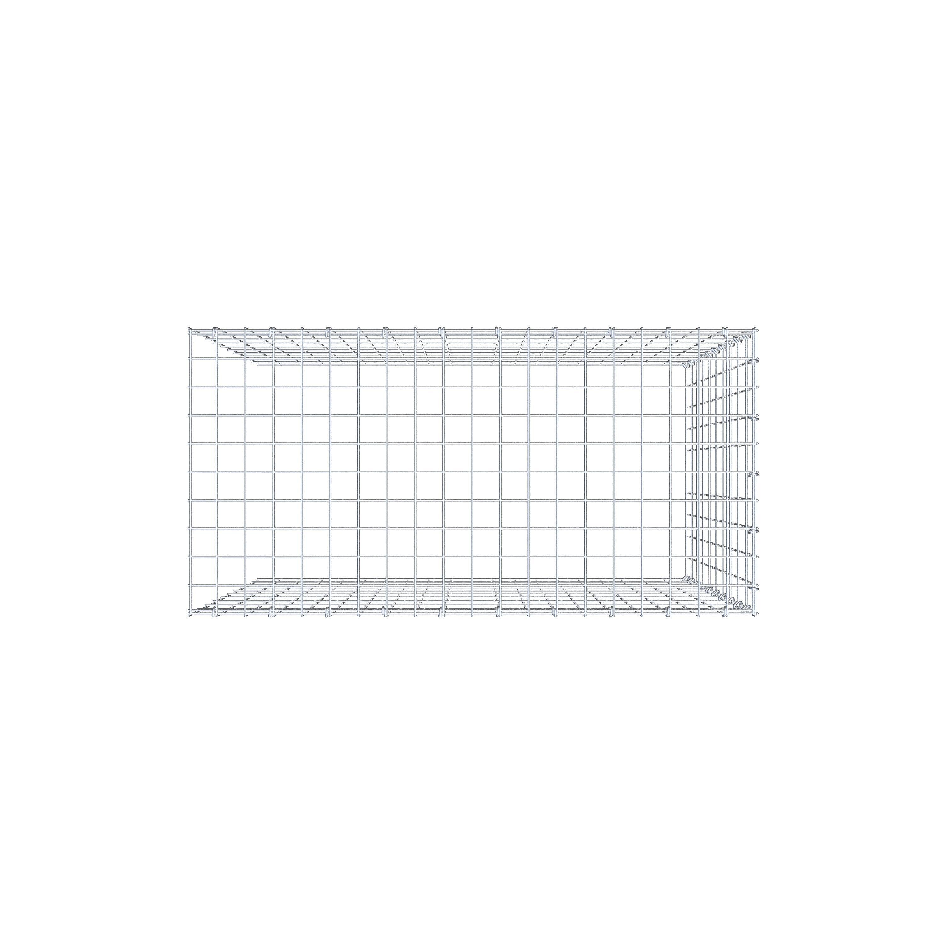 Monteret gabion type 4 100 cm x 100 cm x 50 cm (L x H x D), maskestørrelse 5 cm x 10 cm, C-ring