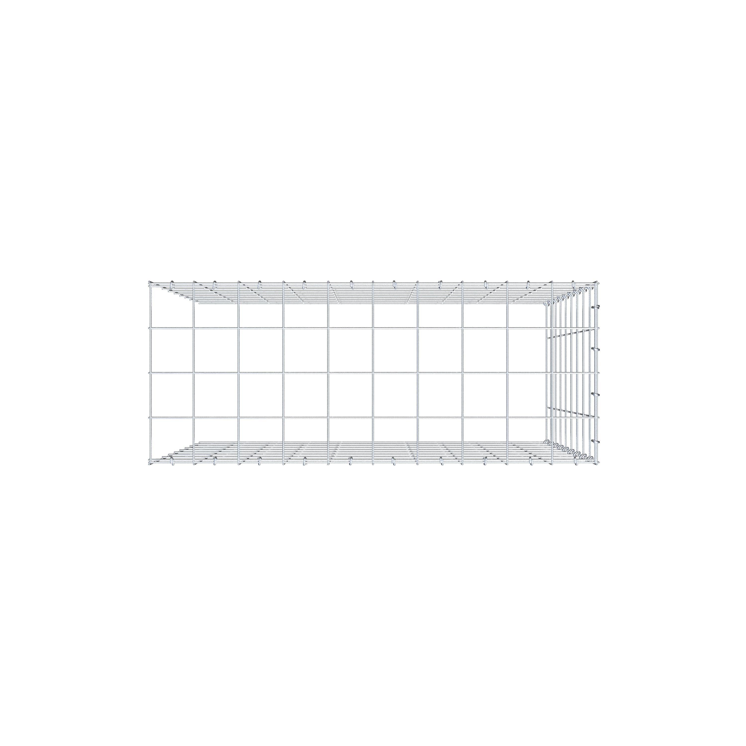 Monteret gabion type 4 100 cm x 90 cm x 40 cm (L x H x D), maskestørrelse 10 cm x 10 cm, C-ring