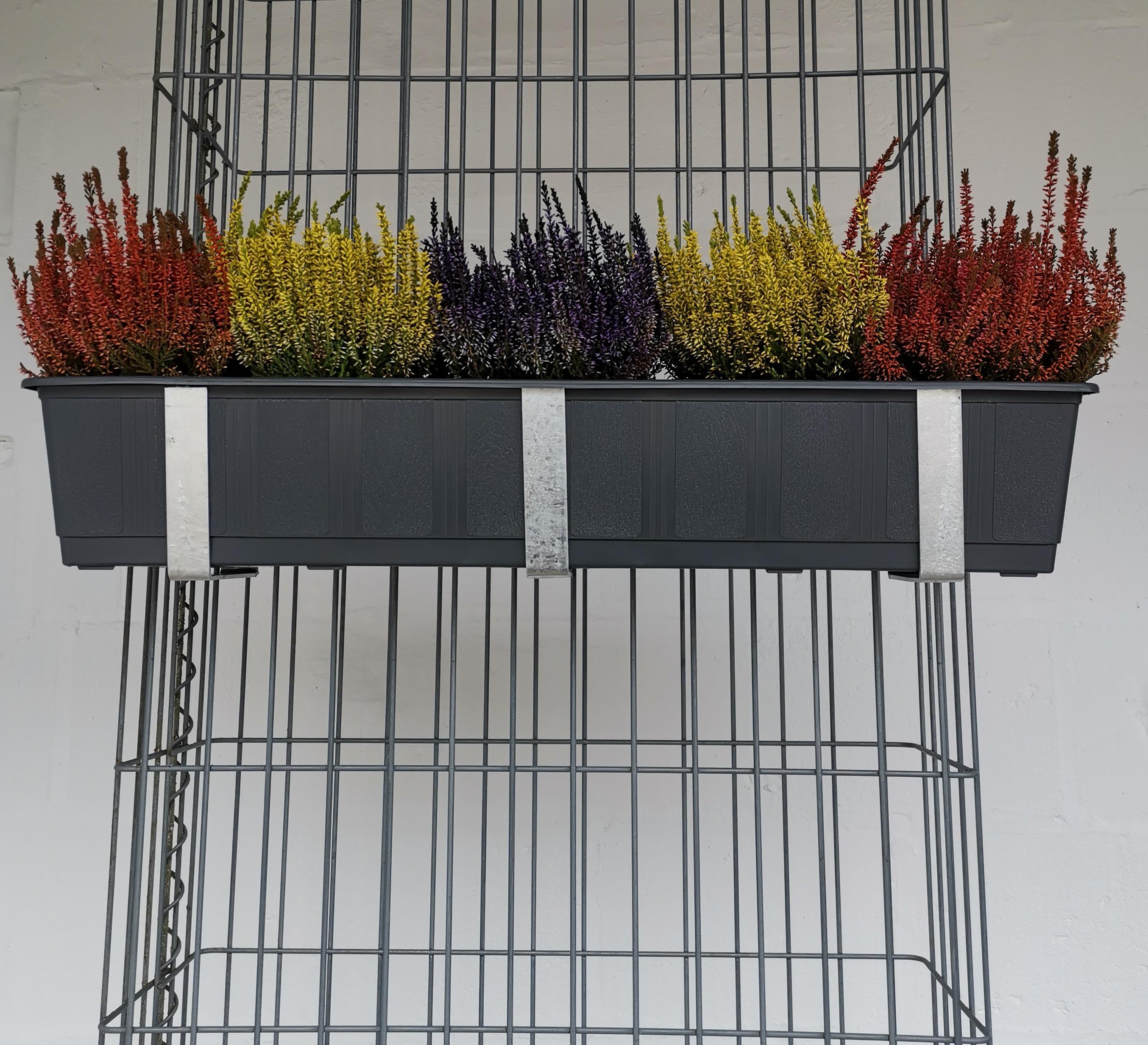 Galvanized flower box holders in a set of 3 for gabions MW 5 x 20