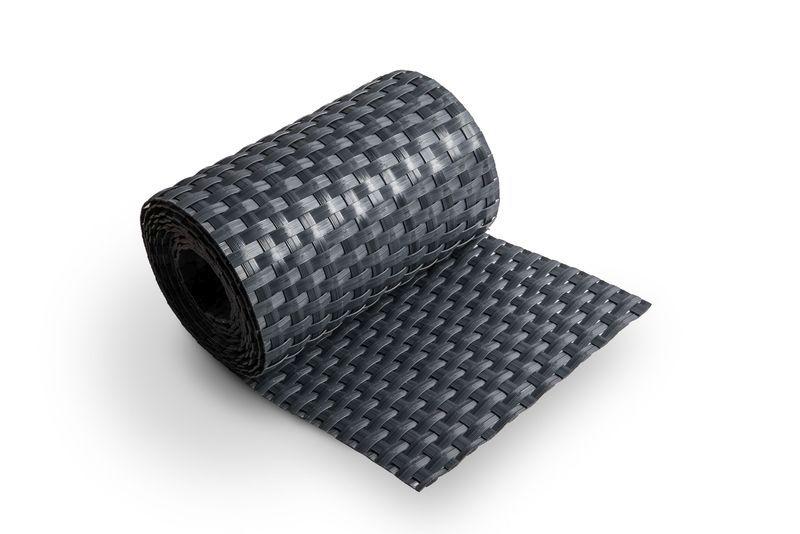 Polyrattan privacy strips in anthracite MW 5 x 10 cm - 420 cm length