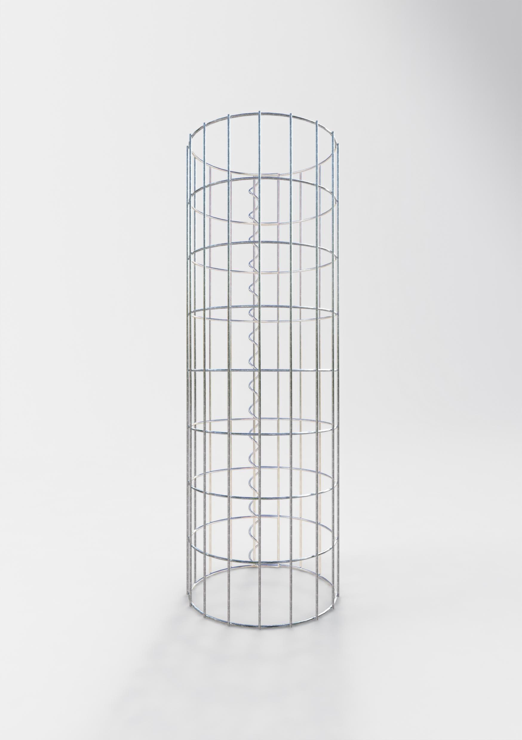 Gabion column around 27 cm diameter, 80 cm height, mesh size 5 cm x 10 cm