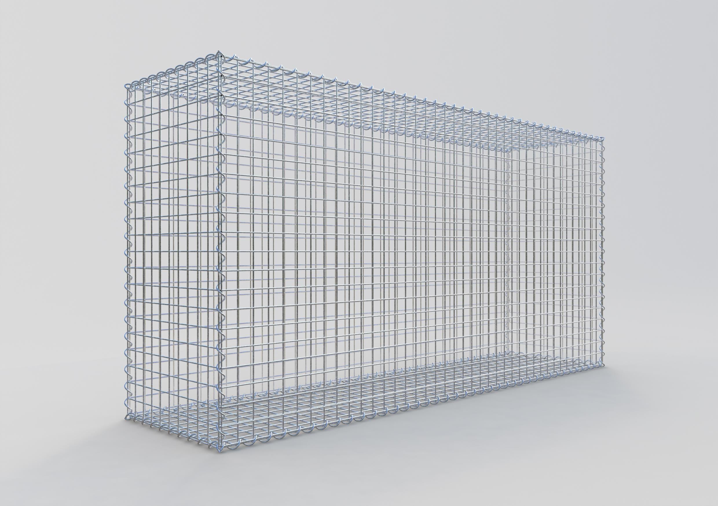 Gabion 200 cm x 100 cm x 50 cm (L x H x D), maskestørrelse 5 cm x 5 cm, spiral