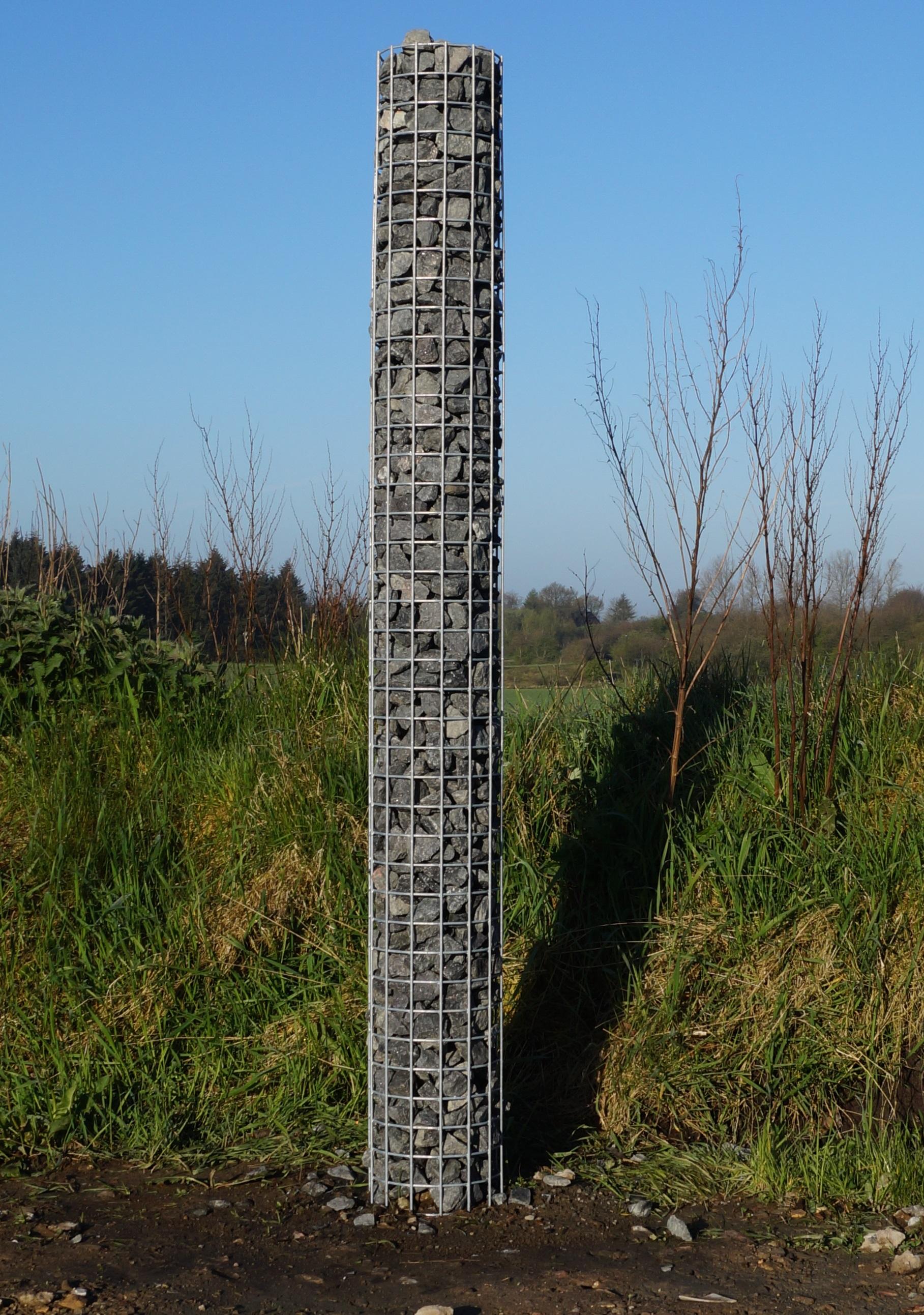 Round gabion column, hot-dip galvanized, 22 cm diameter, 200 cm height, MW 5 cm x 5 cm