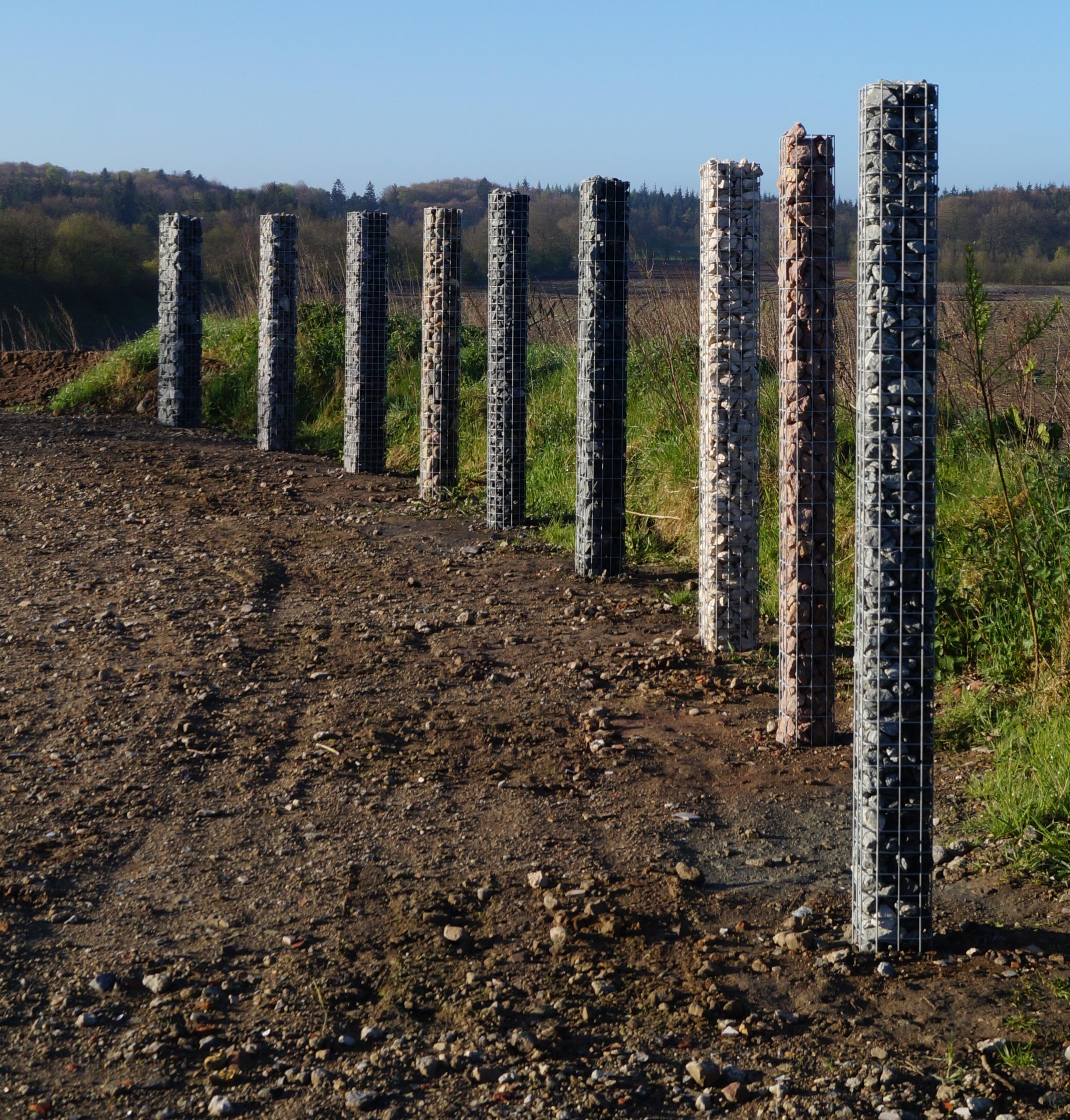 Gabion column, square, hot-dip galvanized, 32 cm x 32 cm, 200 cm high, MW 5 cm x 5 cm